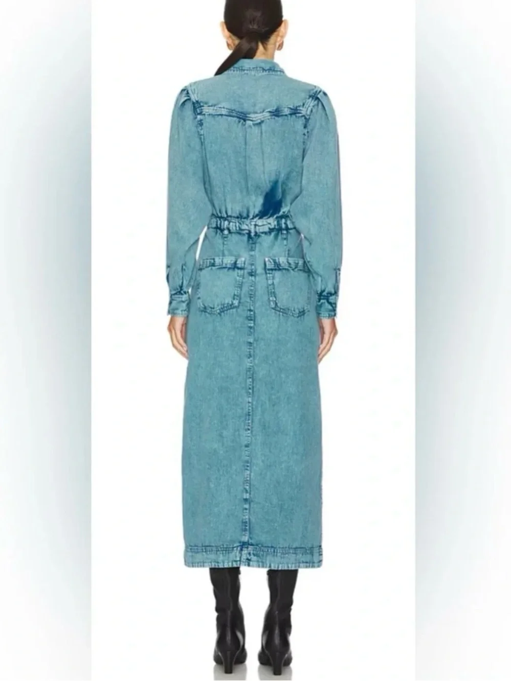 FREE PEOPLE Mad Love Light Blue Denim Midi Dress XS